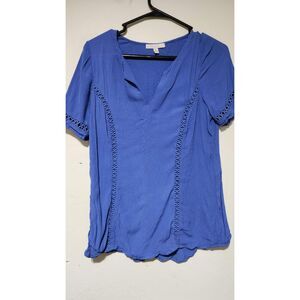 Pale Sky Blue Short Sleeve Blouse – Size M